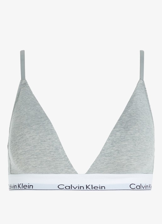 Calvin Klein Modern bralette met uitneembare vulling en logoband - voorkant 8 grey heather / grijs