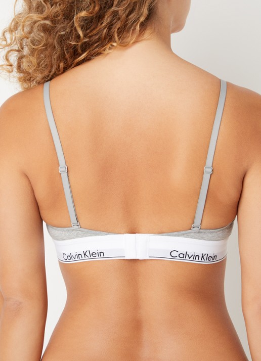 Calvin Klein Modern bralette met uitneembare vulling en logoband - achterkant 2 grey heather / grijs