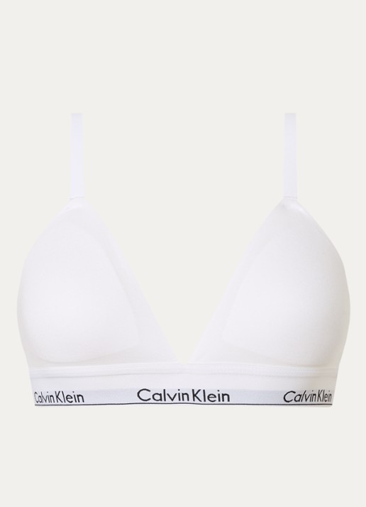 Calvin Klein Modern bralette met uitneembare vulling en logoband - voorkant 2 classic white / wit
