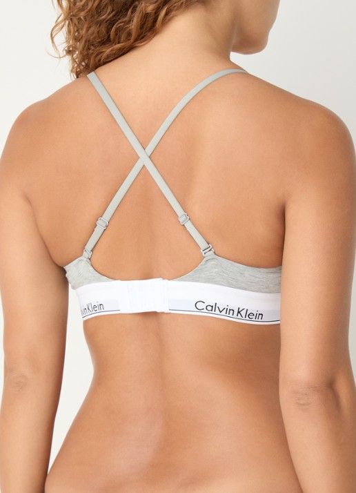 Calvin Klein Modern bralette met uitneembare vulling en logoband - detail 8 grey heather / grijs