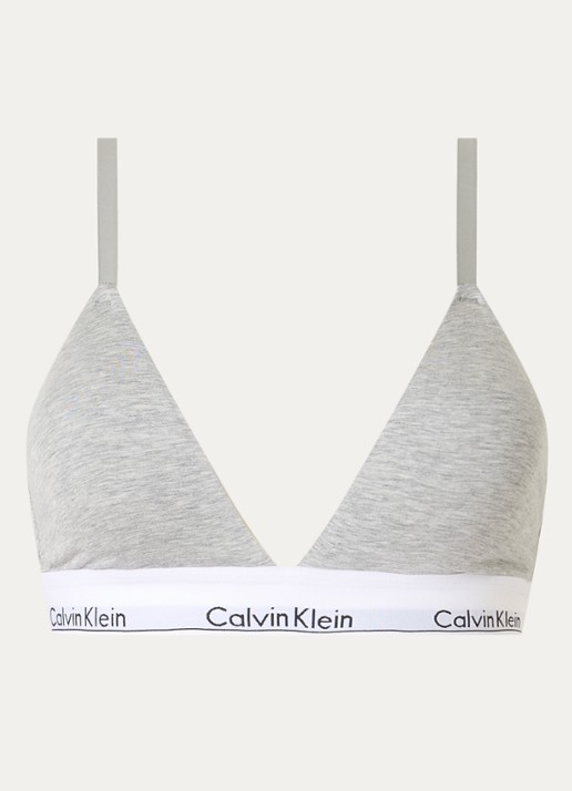 Calvin Klein Modern bralette met uitneembare vulling en logoband - voorkant 3 grey heather / grijs