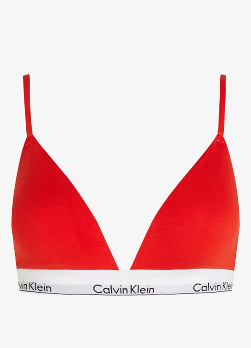 Calvin Klein Modern bralette met uitneembare vulling en logoband - voorkant 2 molten / rood