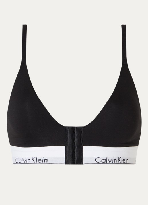 Calvin Klein Modern Cotton prothese bh met logoband - voorkant 2 zwart