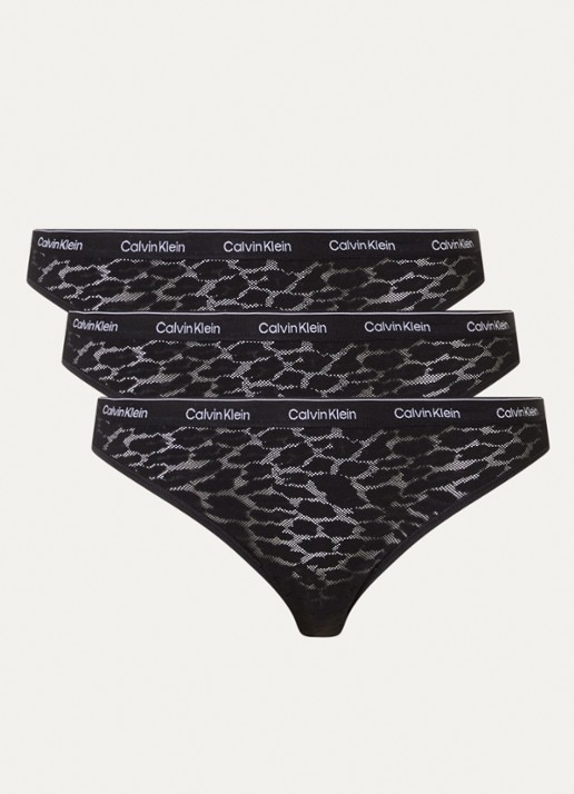 Calvin Klein Modern Lace tanga van kant in 3-pack - voorkant 2 zwart