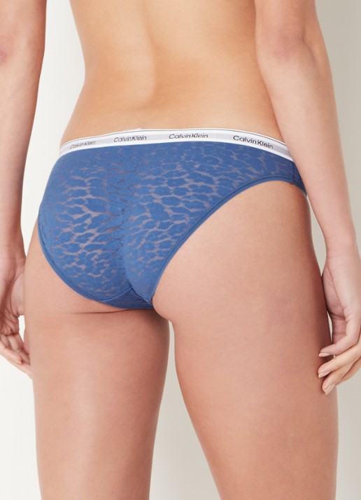 Calvin Klein Modern Logo slip van kant in 3-pack - achterkant blauw