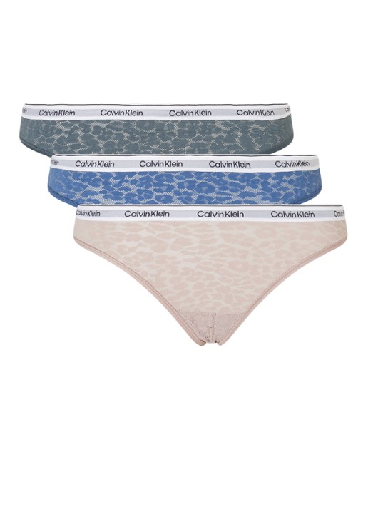 Calvin Klein Modern Logo slip van kant in 3-pack - voorkant 4 blauw