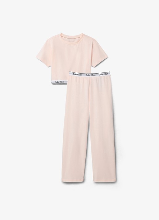 Calvin Klein Modern pyjamaset met logoband - achterkant 2 lichtroze