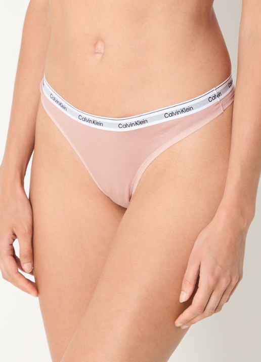 Calvin Klein Modern string met logoband - detail 3 subdued  / beige