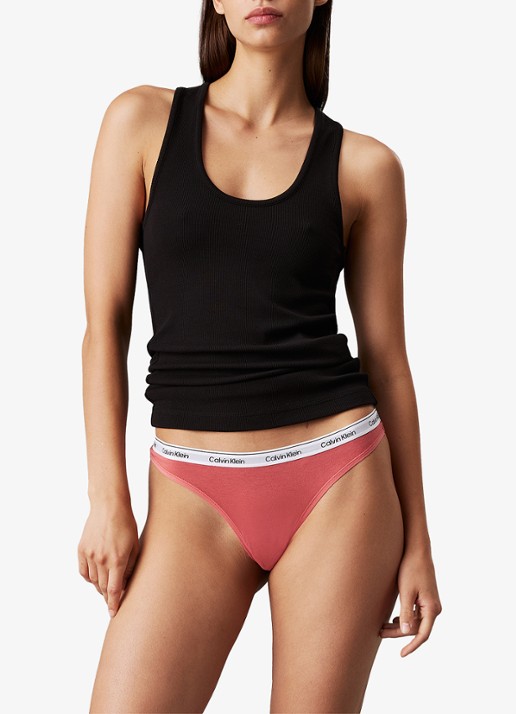 Calvin Klein Modern string met logoband - voorkant 8 dusty cedar / oranje