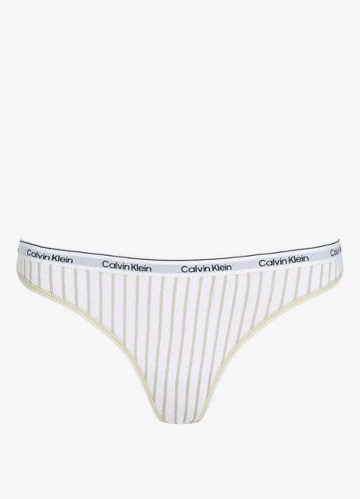 Calvin Klein Modern string met logoband - voorkant steady stripe/pelican / wit