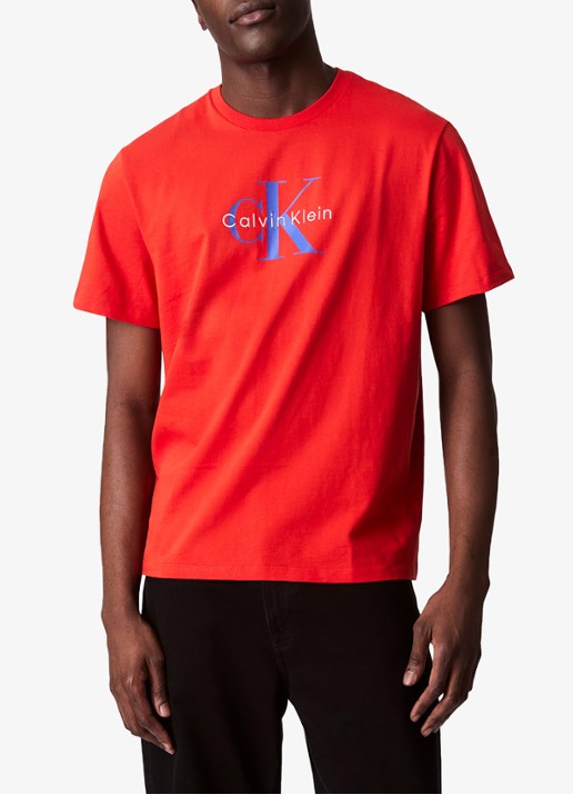Calvin Klein Mono T-shirt met logo - detail 2 rood