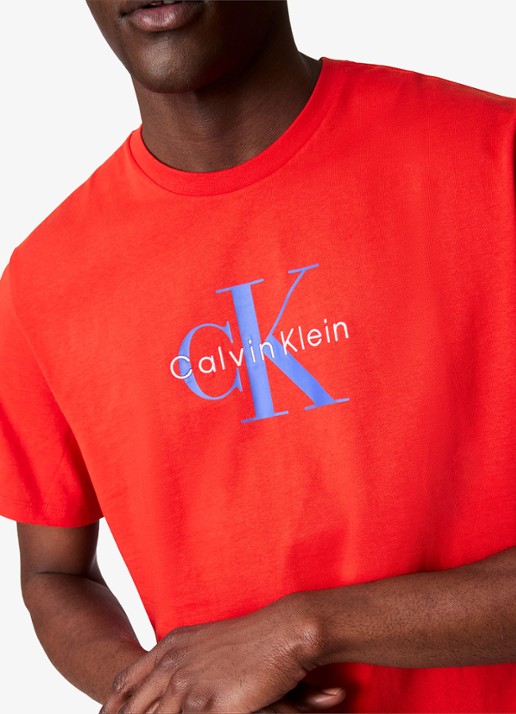 Calvin Klein Mono T-shirt met logo - detail 3 rood