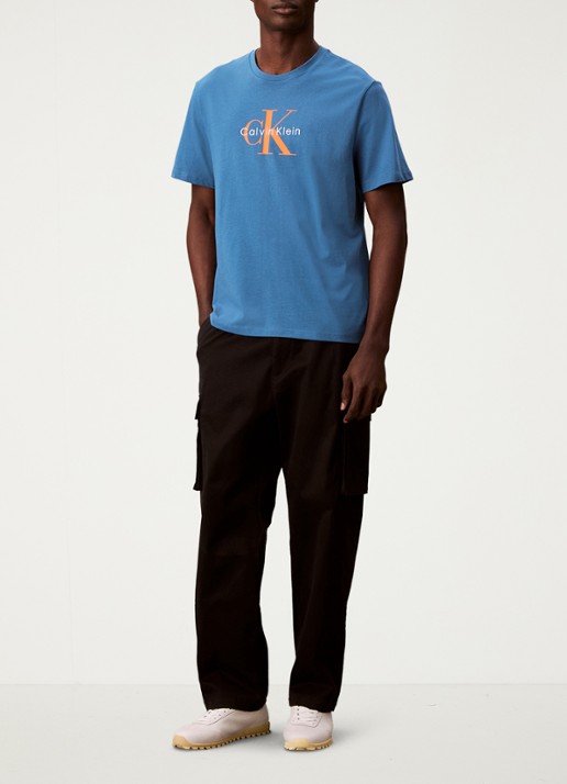 Calvin Klein Mono T-shirt met logo - voorkant 4 blauw
