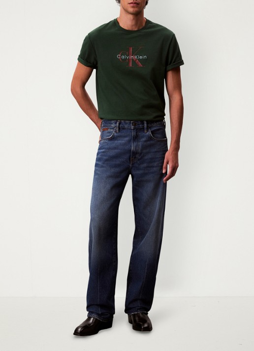 Calvin Klein Mono T-shirt met logo - voorkant 6 legergroen
