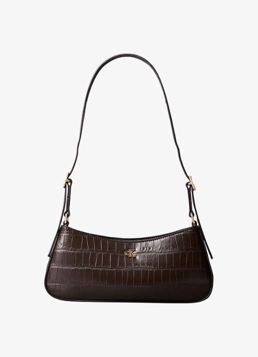 Calvin Klein Monogram schoudertas met crocostructuur