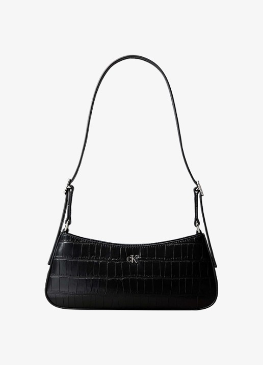 Calvin Klein Monogram schoudertas met crocostructuur