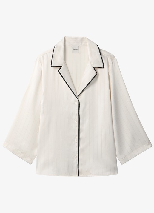 Calvin Klein Nachthemd met gestreept detail - voorkant wit