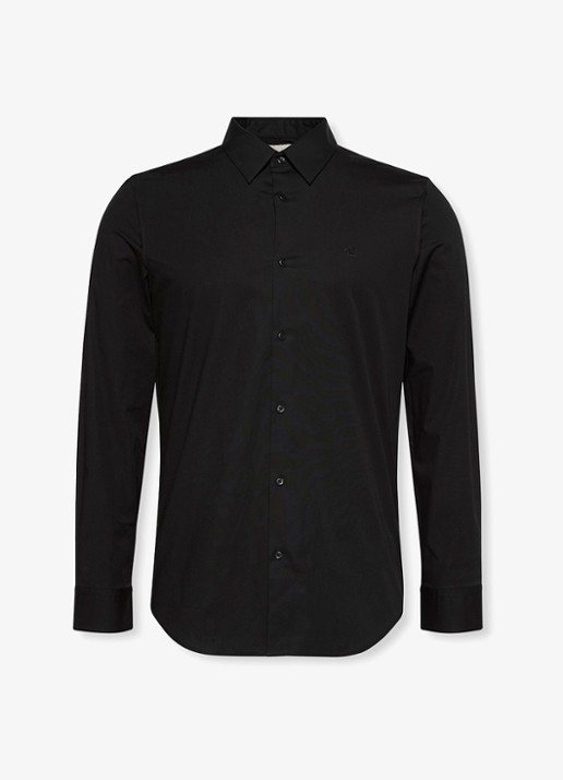 Calvin Klein Overhemd met logoborduring - voorkant 5 zwart