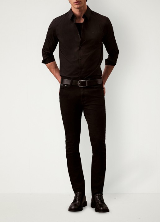 Calvin Klein Overhemd met logoborduring - voorkant 6 zwart