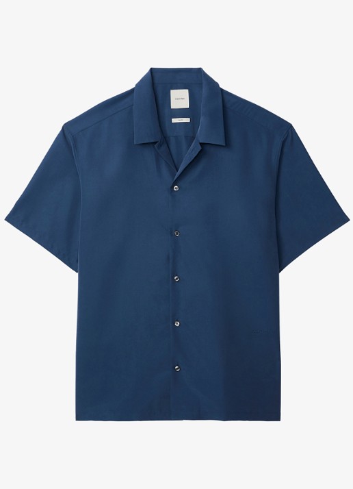 Calvin Klein Overhemd met logoborduring - voorkant denim