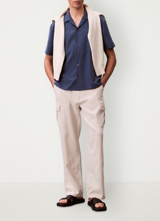 Calvin Klein Overhemd met logoborduring - voorkant 2 denim