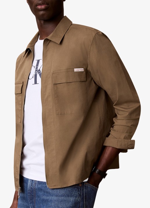 Calvin Klein Overshirt met borstzakken - detail 5 bruin