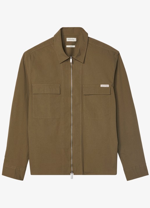 Calvin Klein Overshirt met borstzakken - voorkant bruin