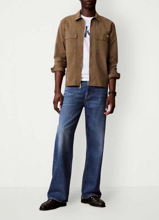 Calvin Klein Overshirt met borstzakken - voorkant 2 bruin