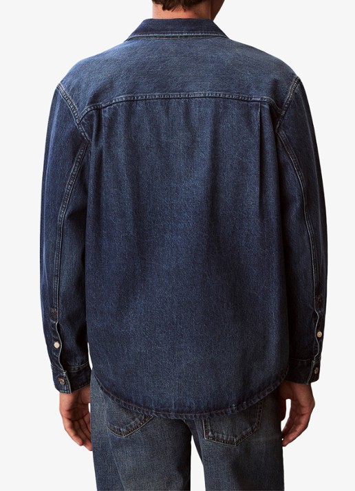 Calvin Klein Overshirt van denim met borstzakken - achterkant 3 indigo