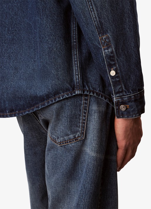 Calvin Klein Overshirt van denim met borstzakken - detail 5 indigo
