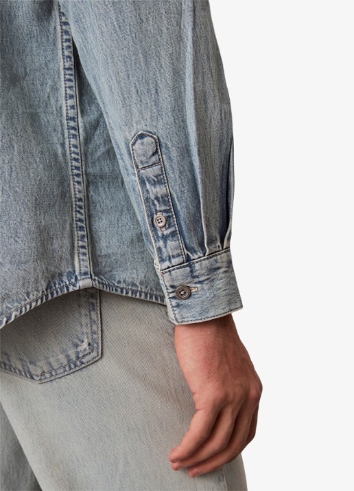 Calvin Klein Oversized overshirt van denim - detail 5 pale blue stone-3y7 / blauw
