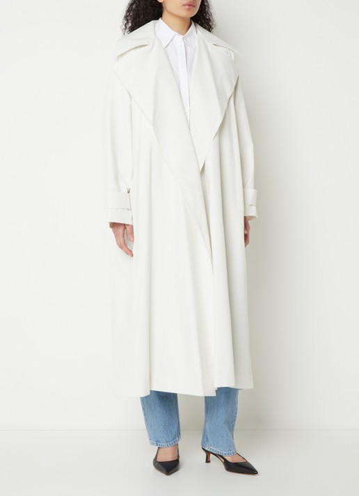 Calvin Klein Oversized trenchcoat met steekzakken - voorkant 3 gebroken wit