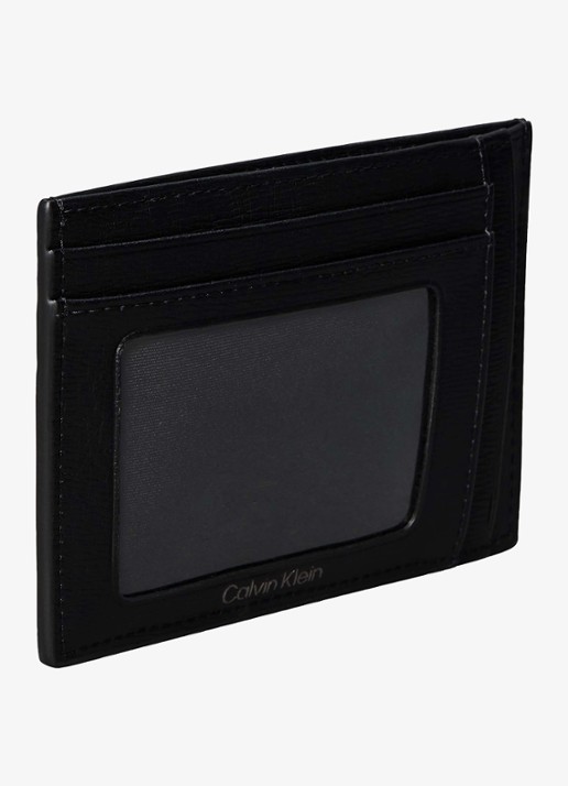 Calvin Klein Pasjeshouder met structuur - voorkant 2 zwart