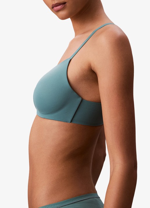 Calvin Klein Perfectly Fit beugelloze plunge T-shirt bh - detail 2 slate turquoise-mb2 / blauw