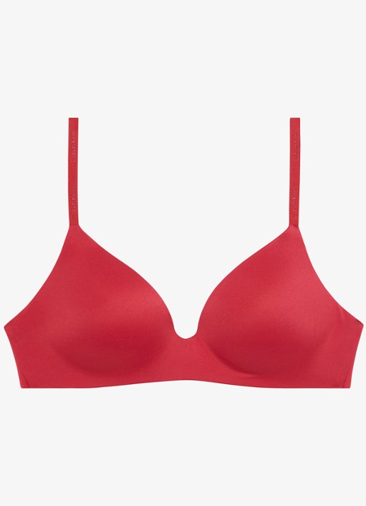 Calvin Klein Perfectly Fit beugelloze plunge T-shirt bh - voorkant 2 red stamp-yub / rood