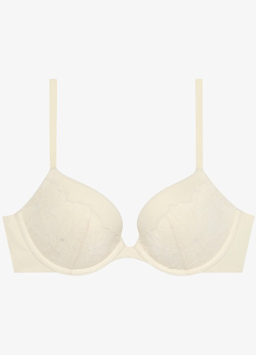 Calvin Klein Plunge push-up bh met kant - voorkant 2 gebroken wit