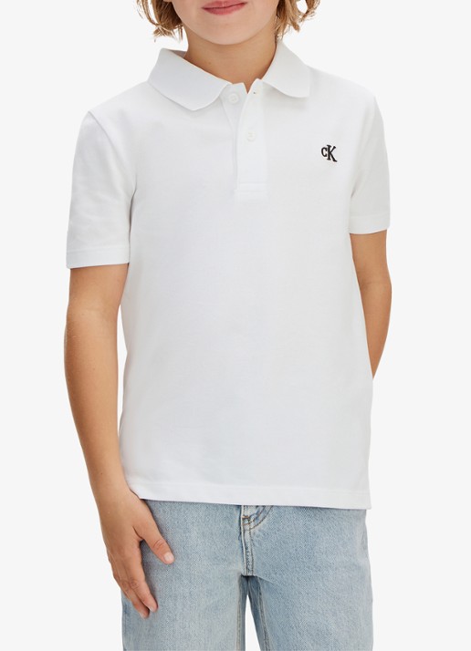 Calvin Klein Polo met logoborduring - detail wit