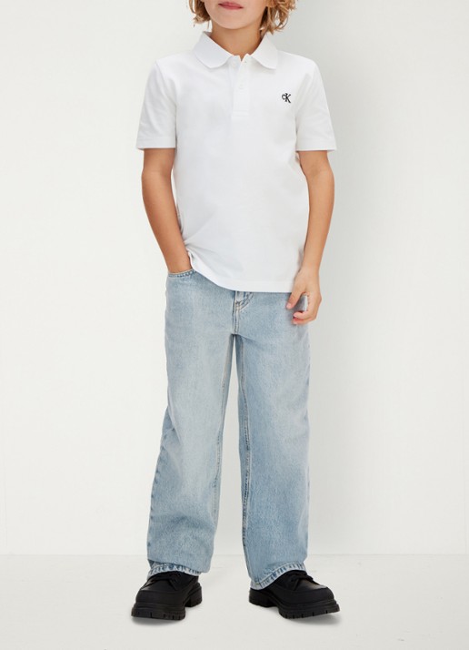 Calvin Klein Polo met logoborduring - voorkant 4 wit