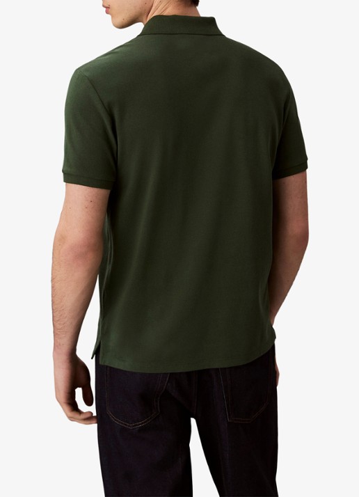 Calvin Klein Polo van piqué katoen met logoborduring - achterkant 3 groen