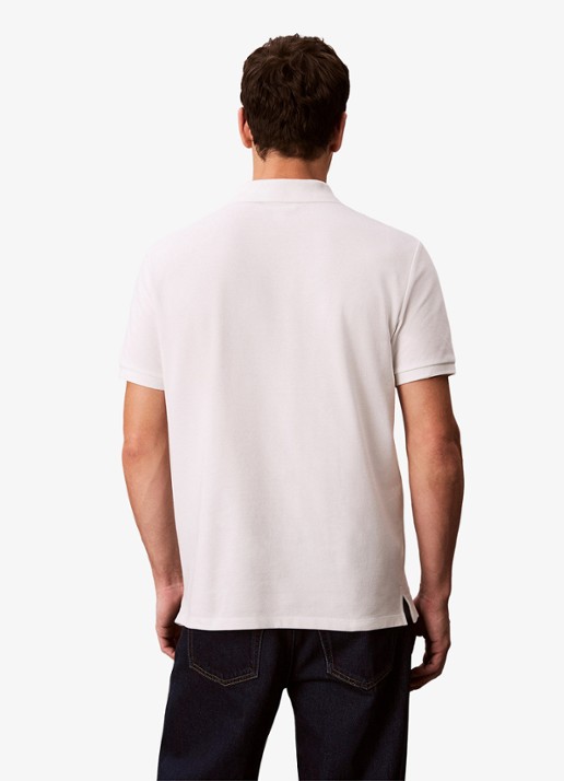 Calvin Klein Polo van piqué katoen met logoborduring - achterkant 3 wit