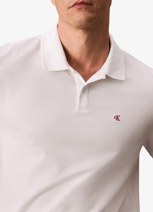 Calvin Klein Polo van piqué katoen met logoborduring - detail 6 wit