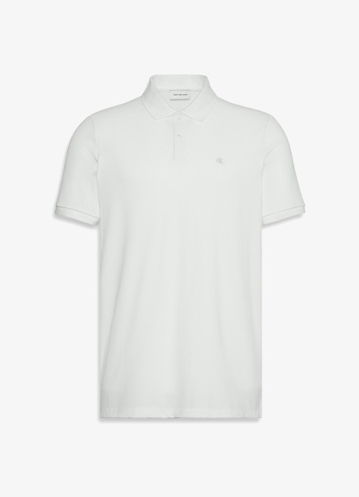 Calvin Klein Polo van piqué katoen met logoborduring - detail 8 wit
