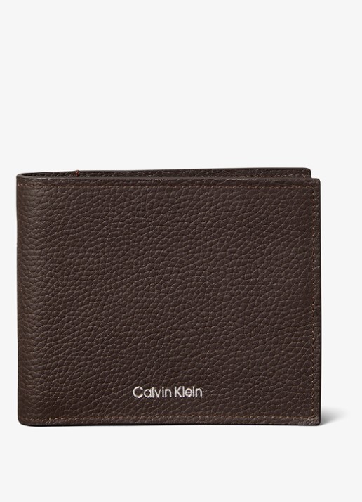 Calvin Klein Portemonnee met logo - voorkant 2 donkerbruin