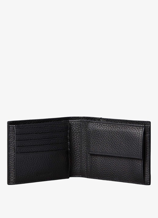Calvin Klein Portemonnee van leer met structuur en logo  - detail 2 zwart