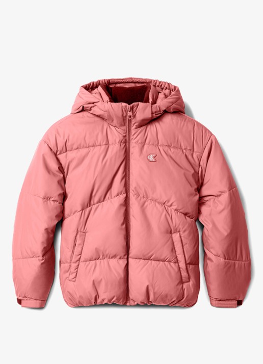 Calvin Klein Puffer jack met steekzakken - voorkant 4 roze