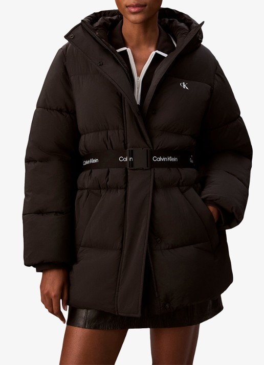 Calvin Klein Puffer jas met ceintuur en logo