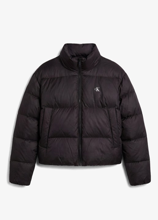 Calvin Klein Puffer jas met logo - voorkant 6 zwart