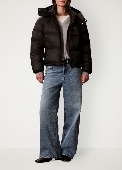 Calvin Klein Puffer jas met logo - voorkant 7 zwart