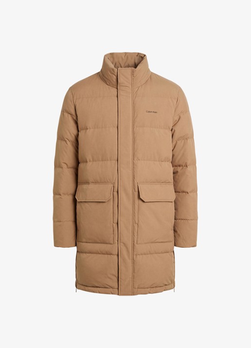 Calvin Klein Puffer jas met logo - voorkant 5 zand
