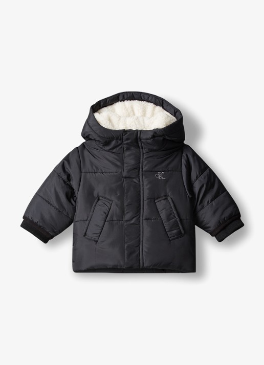 Calvin Klein Puffer jas met logo - voorkant zwart